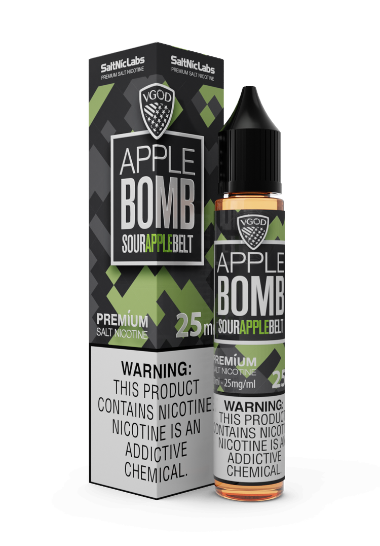 VGOD-SaltNic-Eliquid-AppleBomb-25mg-50ml سالت بمب سیب ویگادVGOD Apple Bomb SaltNic E-Liquid
