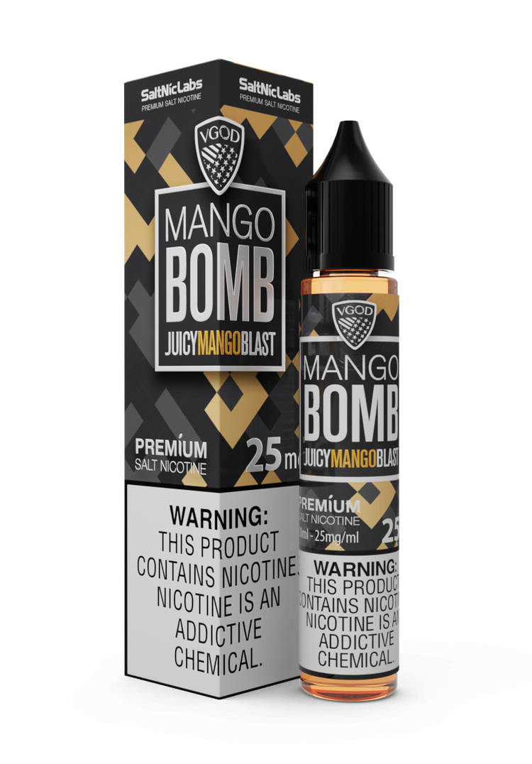 VGOD-SaltNic-Eliquid-Mango-Bomb-25mg-50ml سالت بمب انبه ویگاد VGOD Mango Bomb SaltNic