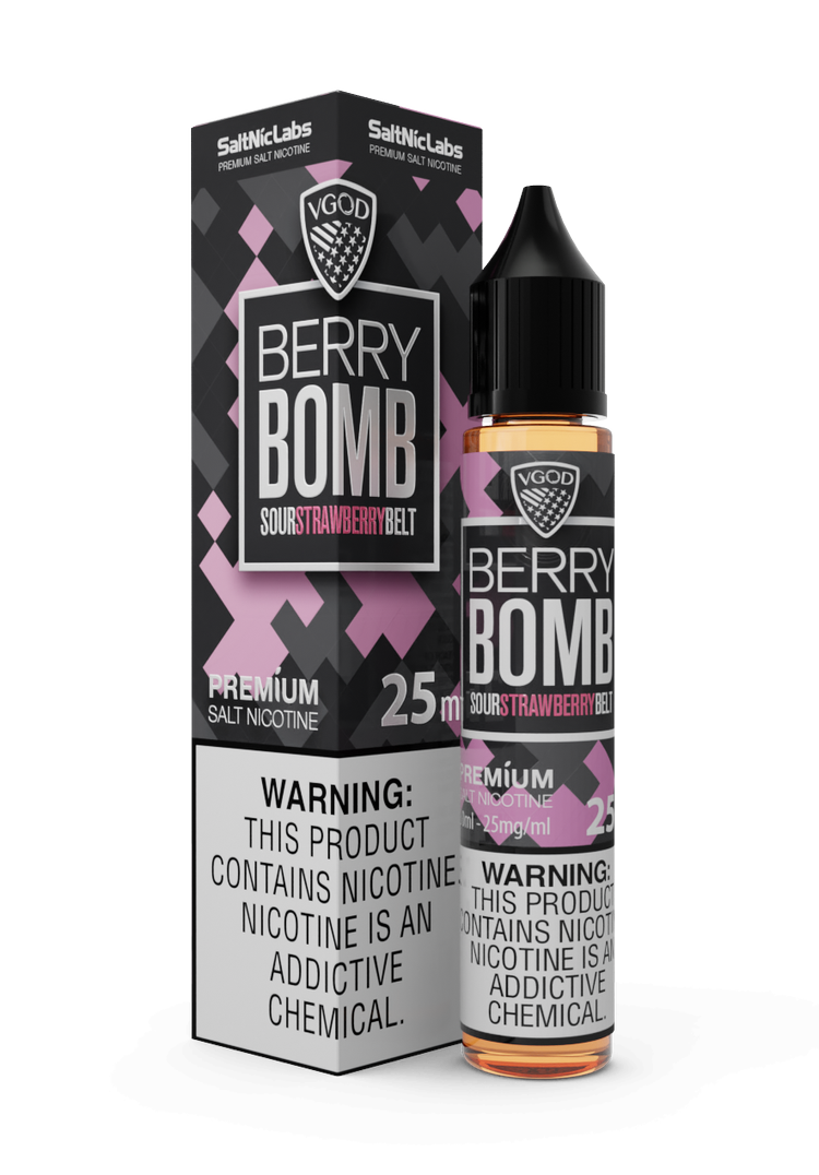 VGOD-SaltNic-Eliquid-BerryBomb-25mg-50ml سالت سالت بمب توت فرنگی ویگادVGOD Berry Bomb SaltNic E‑Liquid